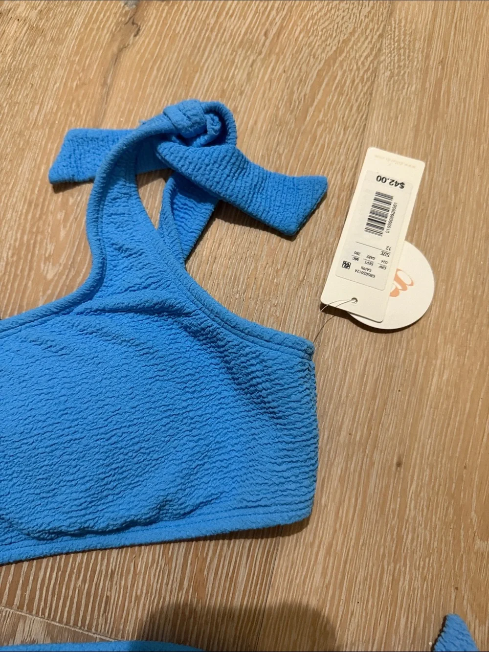 GB Girls Size 12 Blue Textured Tie-Strap Bikini Set
